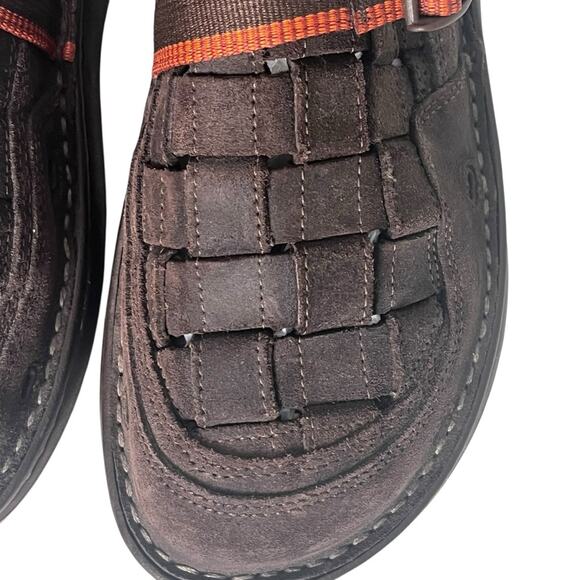 Chaco Paonia Leather Fisherman Sandals Mens 9 Brown Woven Casual Comfort Clogs - Picture 2 of 8